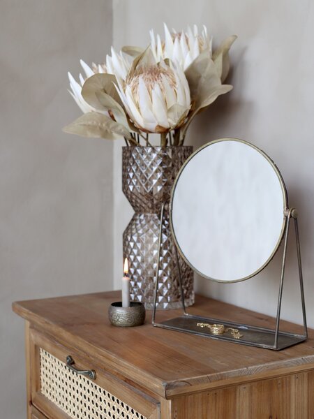 Hnedá antik drevená komoda so šuplíkmi a výpletom French wicker - 54*32*125cm - Chic Antique