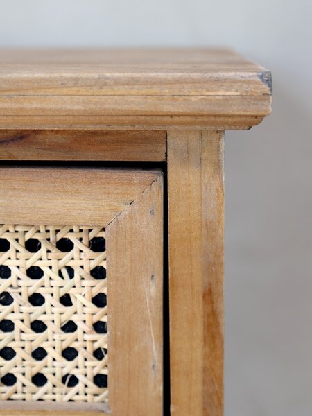 Hnedá antik drevená komoda so šuplíkmi a výpletom French wicker - 54*32*125cm - Chic Antique