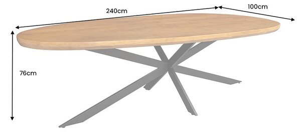 Oválny jedálenský stôl Maalik Honey 240 cm hnedá akácia