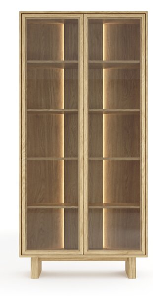 Vysoká vitrína Bellora 94 cm s osvetlením - dub olejovaný