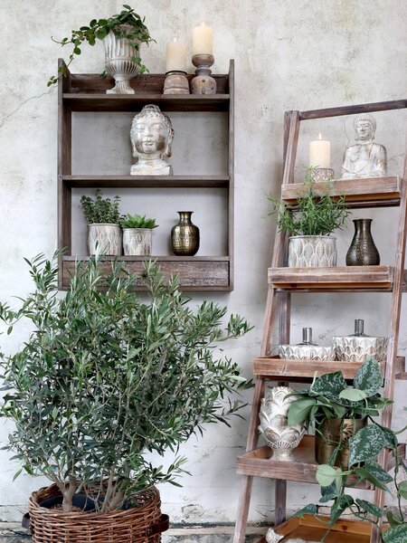 Hnedý antik drevený regál s košíkmi Cart No 5 - 42*70*170cm - Chic Antique