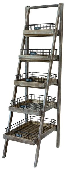 Hnedý antik drevený regál s košíkmi Cart No 5 - 42*70*170cm - Chic Antique