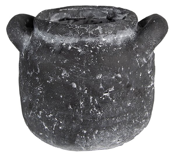 Granitový antik cementový obal na kvetináč s uchami - 13*11*9 cm - Clayre & Eef