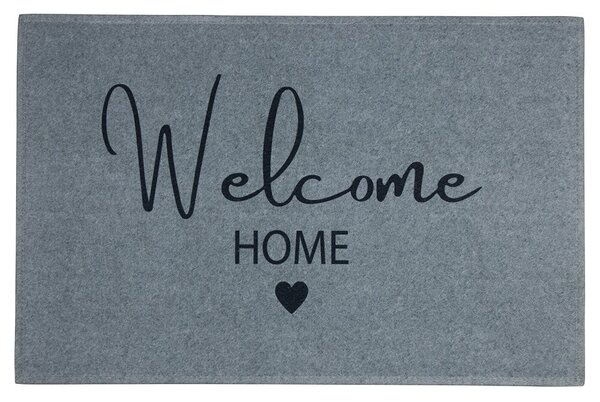 Sivá podlahová rohožka so srdiečkom Welcome Home - 75*50*1cm - Mars & More