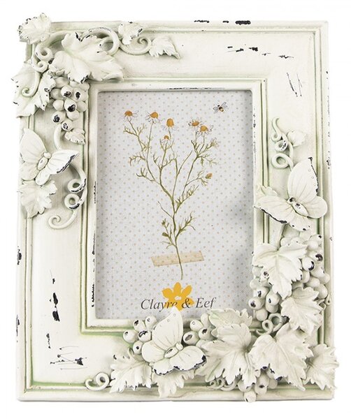 Béžový antik fotorámik s motýlikmi Butterfly - 16*2*19 cm / 10*15cm - Clayre & Eef