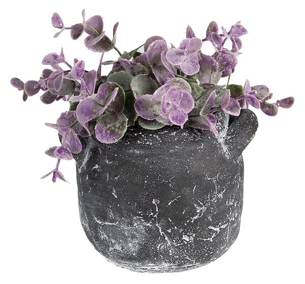Granitový antik cementový obal na kvetináč s uchami - 13*11*9 cm - Clayre & Eef