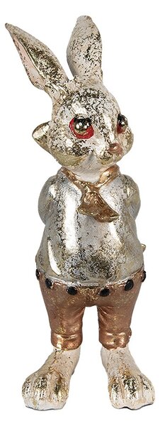 Dekorácia socha králiček s cukríkom a zlatou patinou - 6*7*14 cm - Clayre & Eef