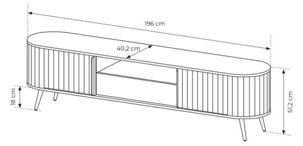 TV stolík Luvio 196 cm so zásuvkou - dub cremona