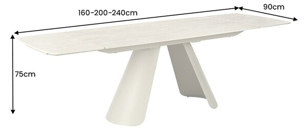 Rozkladací keramický jedálenský stôl Belinda 160-240 cm béžový
