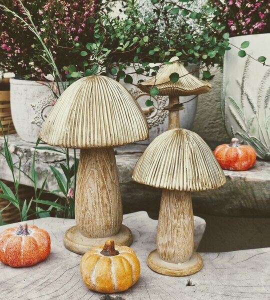 Béžovo-zlatá dekorácia huba Mushroom - Ø 13*20 cm - Clayre & Eef