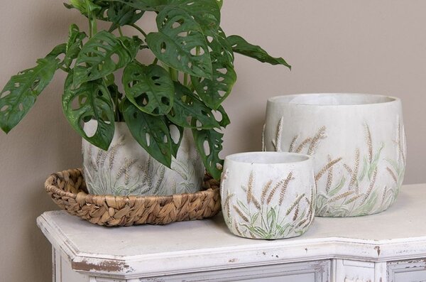 Cementový obal na kvetináč s skorocelom Plantain S - Ø13*13 cm - Clayre & Eef