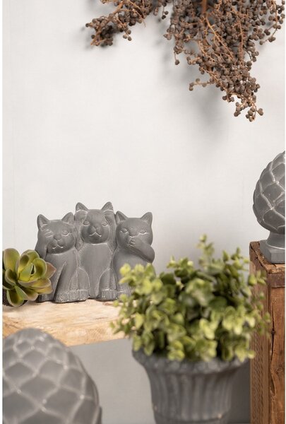 Šedá dekorácia socha 3 mačky Cat Grey - 22*10*16 cm - Clayre & Eef
