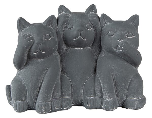 Šedá dekorácia socha 3 mačky Cat Grey - 22*10*16 cm - Clayre & Eef