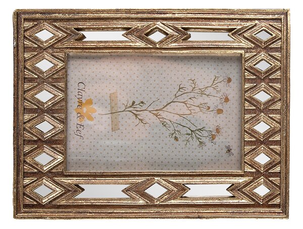 Zlatý antik fotorámik so zrkadlami - 16*2*22 cm / 10*15 cm - Clayre & Eef