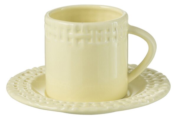 Žltá keramická šálka s tanierikom Hella Yellow - 14*14*9 cm - J-Line by Jolipa