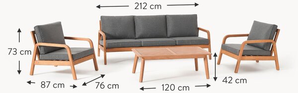 Súprava záhradnej sedacej súpravy z eukalyptového dreva Bergen, 4 diely