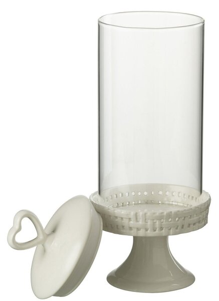 Biela keramická dóza na nohe s vekom Hella White M - Ø 11*31cm - J-Line by Jolipa