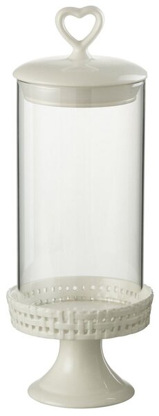 Biela keramická dóza na nohe s vekom Hella White M - Ø 11*31cm - J-Line by Jolipa