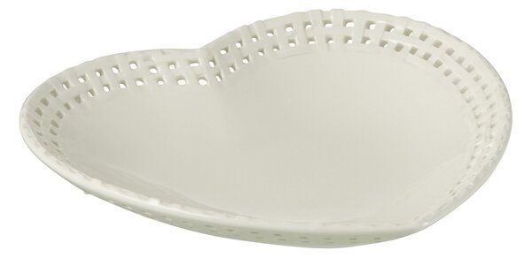 Biely keramický dezertný tanier / miska v tvare srdca Hella White - 22*22*4 cm - J-Line by Jolipa