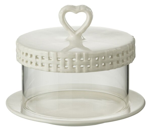 Biely keramický servírovací podnos s poklopom Hella White - Ø16*13 cm - J-Line by Jolipa