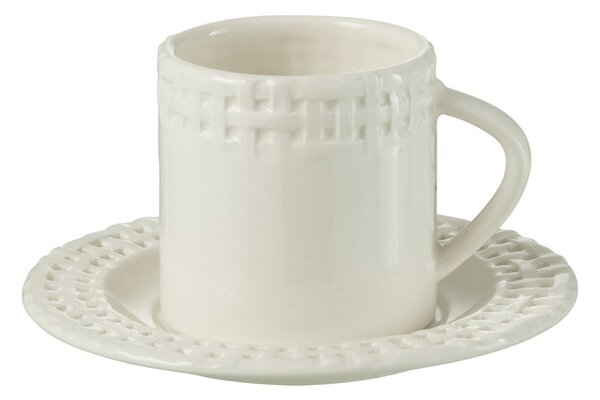 Biela keramická šálka s tanierikom Holli White - 14*14*9 cm - J-Line by Jolipa
