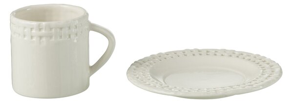 Biela keramická šálka s tanierikom Holli White - 14*14*9 cm - J-Line by Jolipa