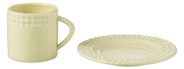 Žltá keramická šálka s tanierikom Hella Yellow - 14*14*9 cm - J-Line by Jolipa