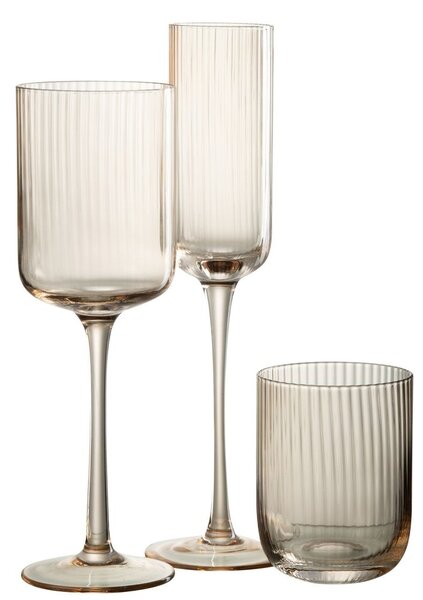 Jantárový pohár na šampanské s vrúbkovaním Ralph - Ø7*26cm / 180ml - J-Line by Jolipa