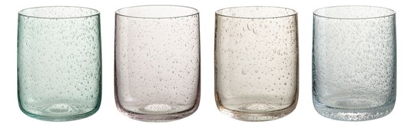4ks farebný pohár na víno s bublinkami Louise - Ø7*9cm / 310ml - J-Line by Jolipa