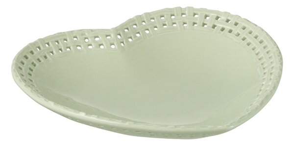Zelený keramický tanier / miska v tvare srdca Hella Pastel Green - 22*22*4 cm - J-Line by Jolipa