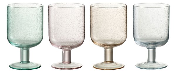 4ks farebný pohár na víno s bublinkami Louise - Ø8*13cm / 360ml - J-Line by Jolipa