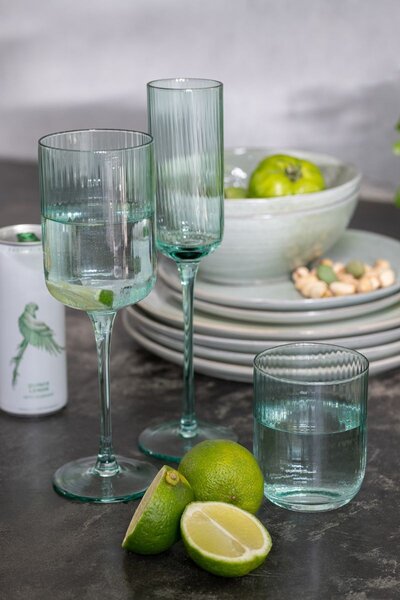 Mentolový pohár na víno s vrúbkovaním Ralph - Ø7*23cm / 370ml - J-Line by Jolipa