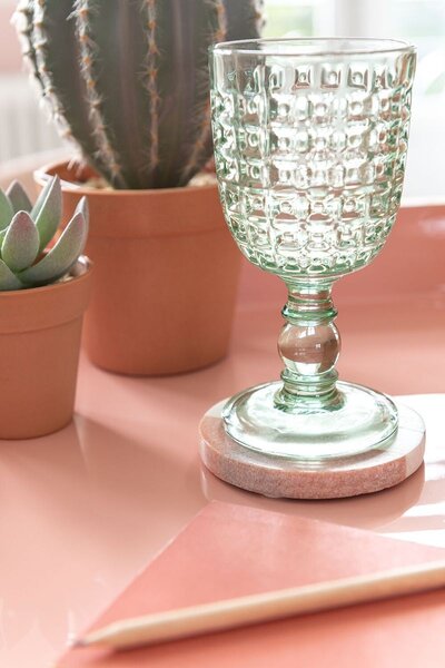 Reliéfny zelený pohár na nohe Embossed - Ø8*17cm / 200ml - J-Line by Jolipa