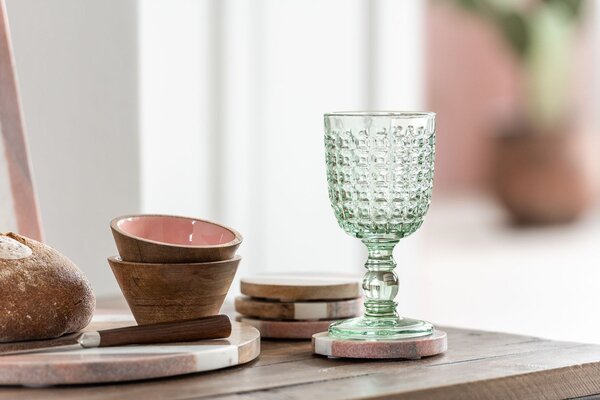 Reliéfny zelený pohár na nohe Embossed - Ø8*17cm / 200ml - J-Line by Jolipa