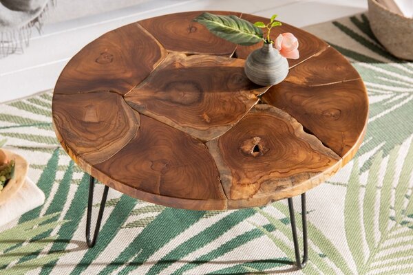 Dizajnový konferenčný stôl Mappe 70 cm teak