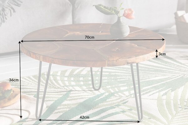 Dizajnový konferenčný stôl Mappe 70 cm teak