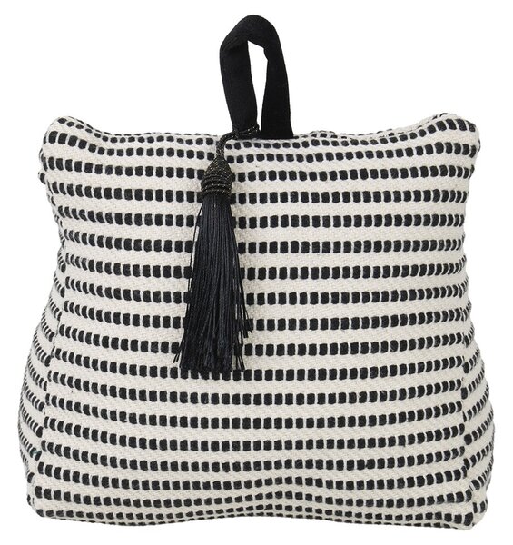 Krémovo-čierna bavlnená dverná zarážka Stripe - 10*21*17cm - Mars & More