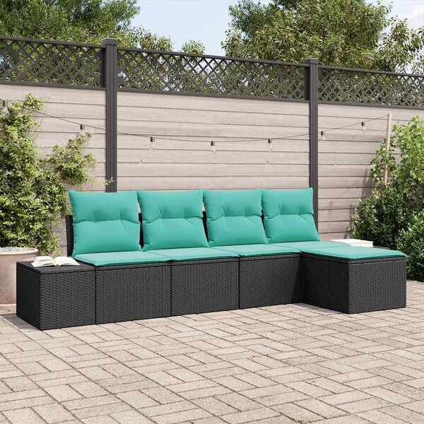 Maison Exclusive – Sedacia súprava, 5 kusov, čierna [syntetický materiál]: Polyratan