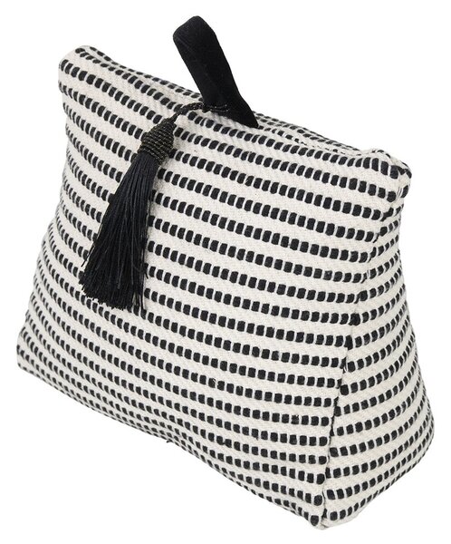 Krémovo-čierna bavlnená dverná zarážka Stripe - 10*21*17cm - Mars & More