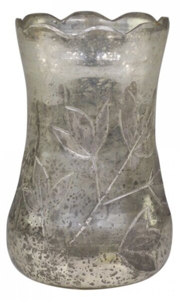 Strieborná antik sklenená dekoračná vázička Gria - Ø 9*14cm - Chic Antique