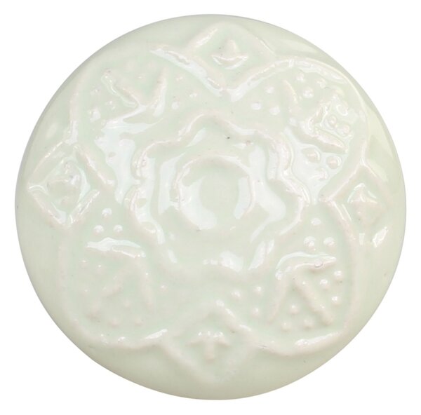 Zelená antik porcelánová úchytka Flower - Ø 4 cm - Chic Antique