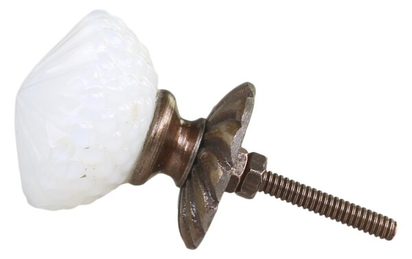 Biela sklenená úchytka Ria - Ø 3,5 cm - Chic Antique