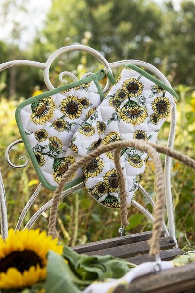 Béžová bavlnená chňapka - podložka so slnečnicami Sunny Sunflowers - 20*20cm - Clayre & Eef