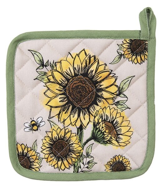 Béžová bavlnená chňapka - podložka so slnečnicami Sunny Sunflowers - 20*20cm - Clayre & Eef