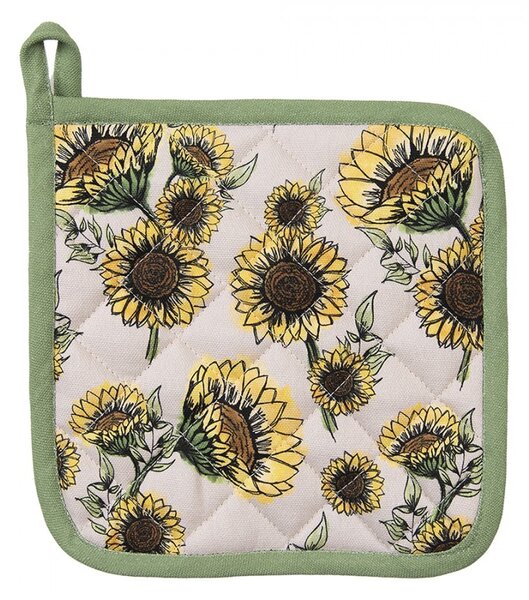 Béžová bavlnená chňapka - podložka so slnečnicami Sunny Sunflowers - 20*20cm - Clayre & Eef