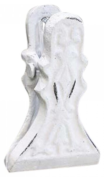 Biely antik nástenný liatinový klip s ornamentom - 6*10cm - Chic Antique
