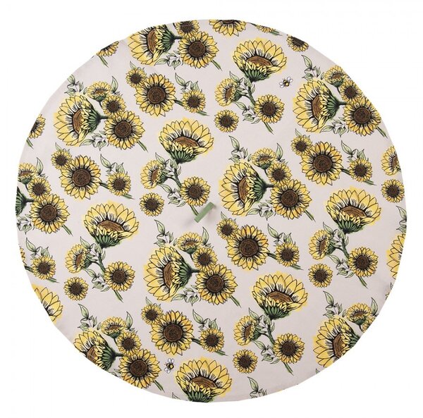Béžová okrúhla bavlnená utierka so slnečnicami Sunny Sunflowers - Ø 80 cm - Clayre & Eef
