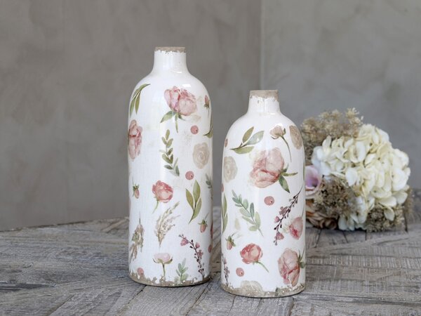 Keramická dekoračná váza s kvetmi Floral Étel - Ø 11*26cm - Chic Antique