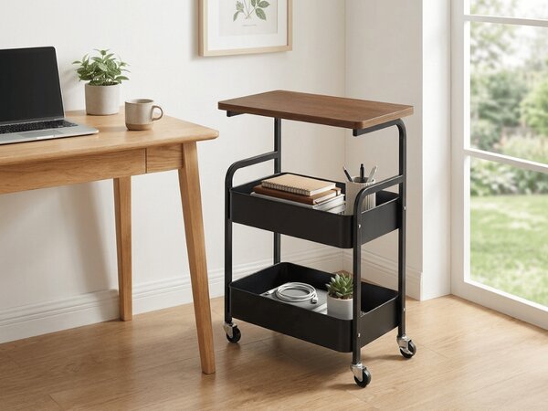 Odkladací stolík na kolieskach NEXORA 77x43 cm, čierna