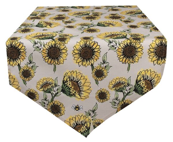 Béžový bavlnený behúň so slnečnicami Sunny Sunflowers - 50*160 cm - Clayre & Eef